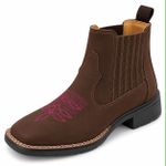 Botina Texana Brahman Boots Café com Rosa