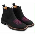 Botina Texana Brahman Boots Preta com Rosa