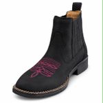 Botina Texana Brahman Boots Preta com Rosa