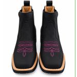 Botina Texana Brahman Boots Vira Francesa Preta com Rosa