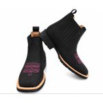 Botina Texana Brahman Boots Vira Francesa Preta com Rosa