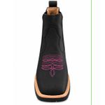 Botina Texana Brahman Boots Vira Francesa Preta com Rosa