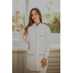 Jaleco Feminino Clássico Gola Padre - Detalhe Verde