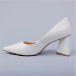 Scarpin Branco Salto Bloco Bebece