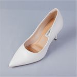 Scarpin Branco Salto Fino Bebece - Liso
