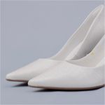 Scarpin Branco Salto Fino Bebece - Croco