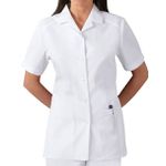 Jaleco Branco Curto Feminino Mangas Curtas em Microfibra Gabardine