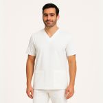 Camisa Scrub Branca Masculina Enfermagem Privativo Pijama