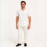 Camisa Scrub Branca Masculina Enfermagem Privativo Pijama