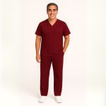 Camisa Scrub Marsala Masculina Enfermagem Privativo Pijama