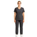 Camisa Scrub Pijama Cirúrgico Cinza Chumbo Gabardine