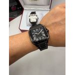 Relogio Cartier Santos Borracha Automático Black