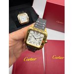 Relogio Cartier Santos Borracha Automático Dourado