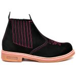 Botina Feminina Nobuck Preto Estampa Florão