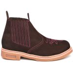 Botina Feminina Nobuck Chocolate Estampa Florão