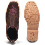 Botina Feminina Nobuck Chocolate Estampa Florão