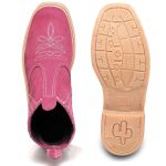 Botina Feminina Nobuck Rosa Estampa Florão