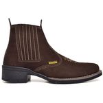 Botina Texana Masculina Em Couro Cano Médio Chocolate 