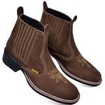 Botina Country Texana Masculina Nobuck Petróleo 