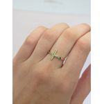 Anel Cruz com Zircônias Verde 2mm