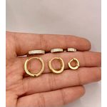 Trio de Argola Cravejada Dupla Fileira 