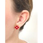 Brinco Trevo Vermelho com Zircônia