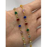 Choker Pedras Redondas Coloridas 35cm + Extensor