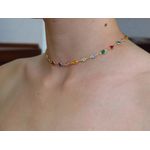 Choker Pedras Redondas Coloridas 35cm + Extensor