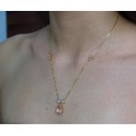 Colar Laço e Gota Rosa 45cm + Extensor