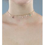 Choker Bolinha com Pedras Coloridas 30+10cm