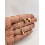 Conjunto Colar e Brinco Oval Liso