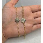 Pulseira Elos De Coração E Medalha Nossa Senhora