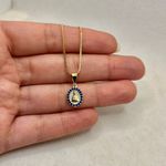 Pingente Nossa Senhora Pequeno Com Borda Zircônia Azul