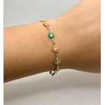 Pulseira Infantil Margaridas Coloridas 15cm