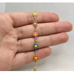 Pulseira Infantil Margaridas Coloridas 15cm