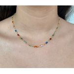 Colar Pedras Coloridas 40cm
