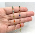 Colar Pedras Coloridas 45cm