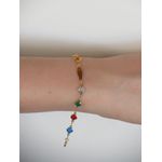 Pulseira Infantil Plaquinha Pedras Coloridas 14cm
