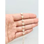Pulseira Coração Pérola 17+5cm