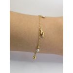 Pulseira Conchas e Perolas 17cm + Extensor