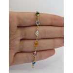 Pulseira Feminina Pedras Coloridas 19cm