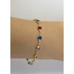 Pulseira Feminina Pedras Coloridas 19cm
