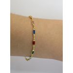 Pulseira Feminina Pedras Coloridas 19cm