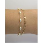 Pulseira 2x1 Pérola Barroca 17+5cm