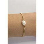 Pulseira Bolinhas e Pérola Barroca 17+5cm