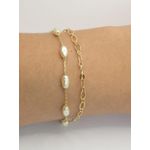 Pulseira 2x1 Pérolas Barrocas 17+5cm