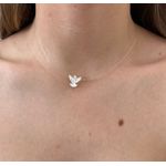 Colar Fio De Nylon Prata Com Pingente Espírito Santo Madre Pérola
