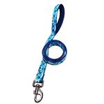 Coleira Camuflado Azul com guia fecho de engate rápido 