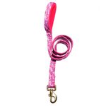 Coleira Camuflado Rosa com guia fecho de engate rápido 