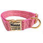 Coleira com estampa Onça Rosa fecho de engate rápido 